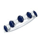 Natural Oval Blue Sapphire Diamond Half Eternity Ring for Women
