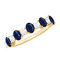 Natural Oval Blue Sapphire Diamond Half Eternity Ring for Women