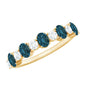 Oval London Blue Topaz Half Eternity Band Ring with Diamond