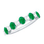 Oval Cut Emerald and Diamond Semi Eternity Ring