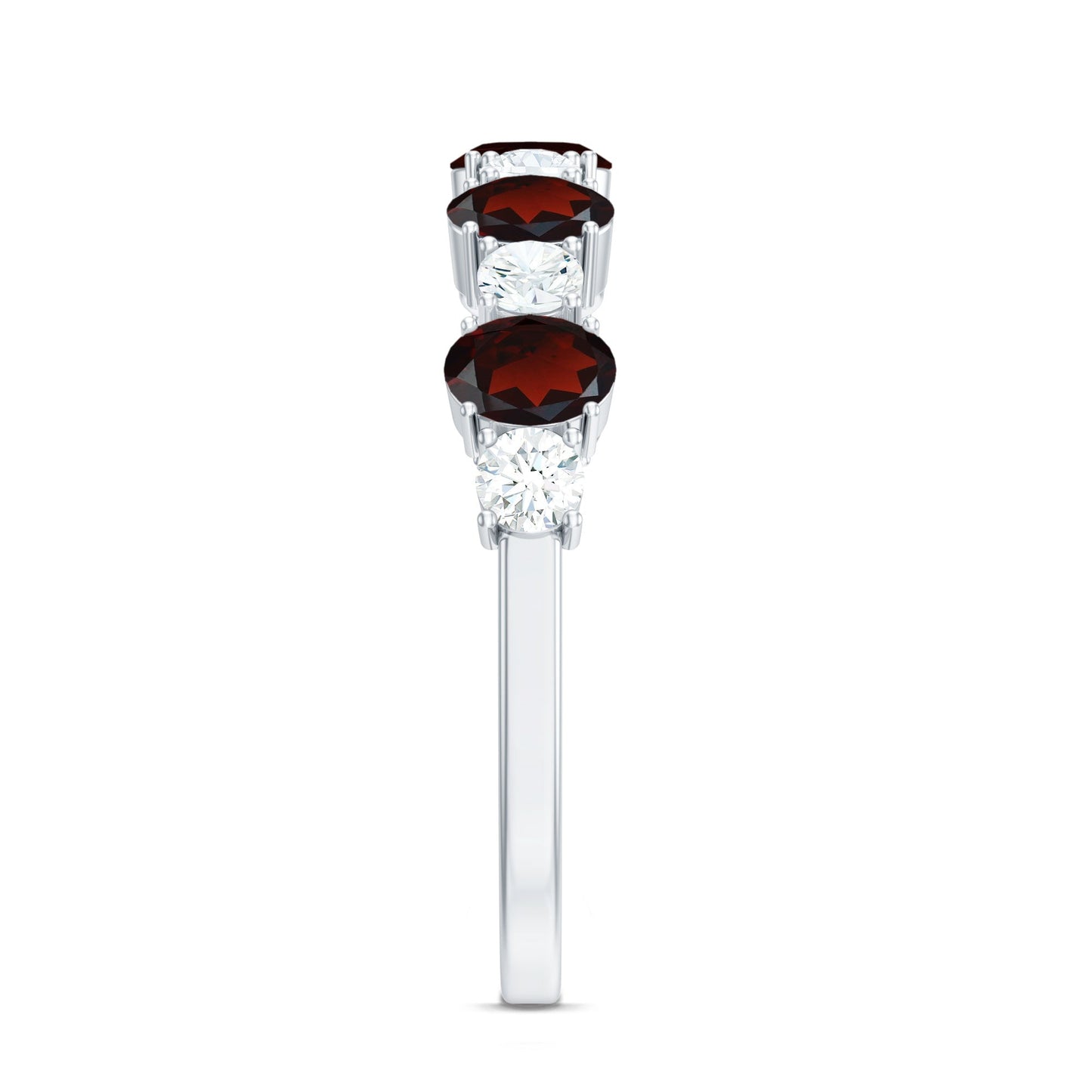 Certified Real Garnet Diamond Half Eternity Ring for Anniversary