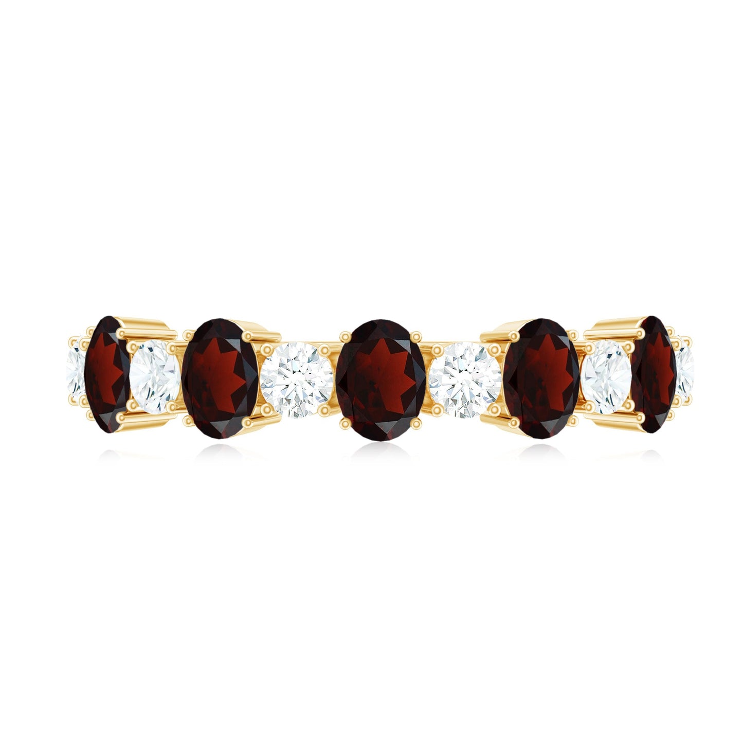 Certified Real Garnet Diamond Half Eternity Ring for Anniversary