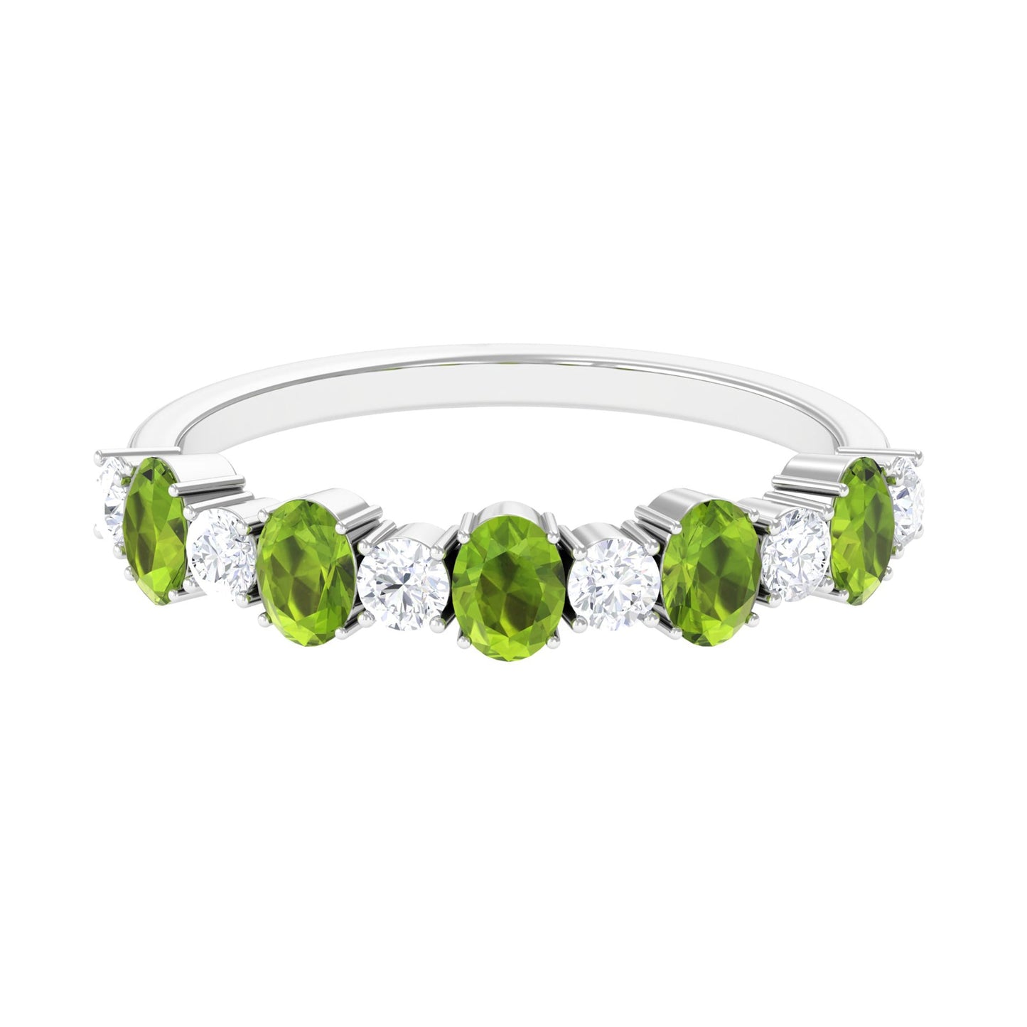 Alternate Peridot and Diamond Half Eternity Ring