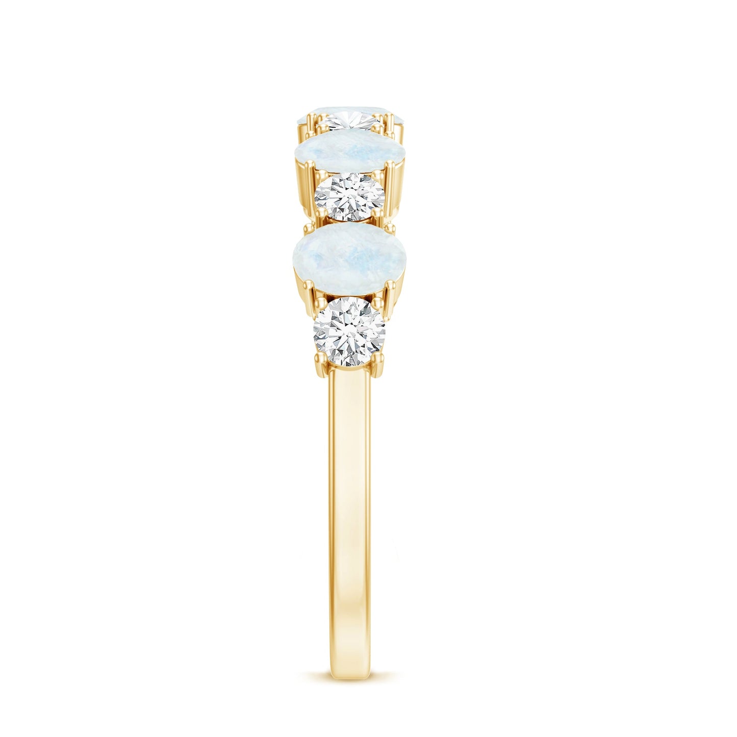 Alternate Moonstone and Diamond Semi Eternity Ring