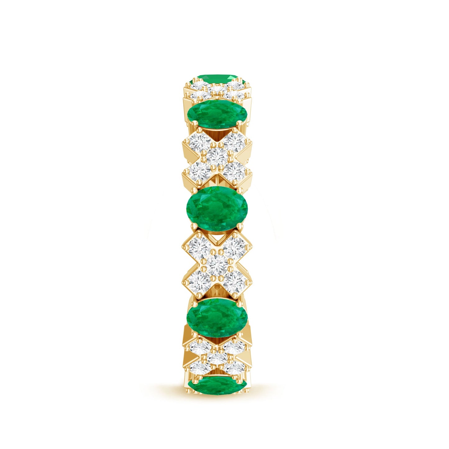 Natural Emerald and Moissanite Designer Eternity Band