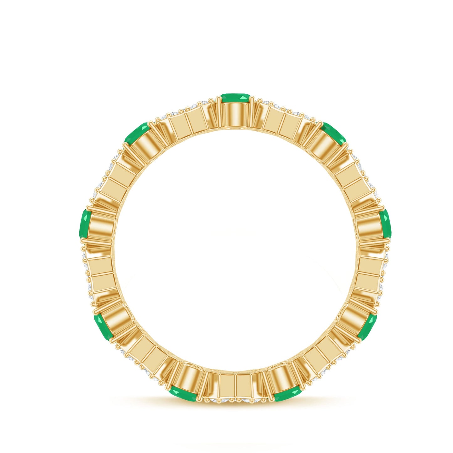 Natural Emerald and Moissanite Designer Eternity Band
