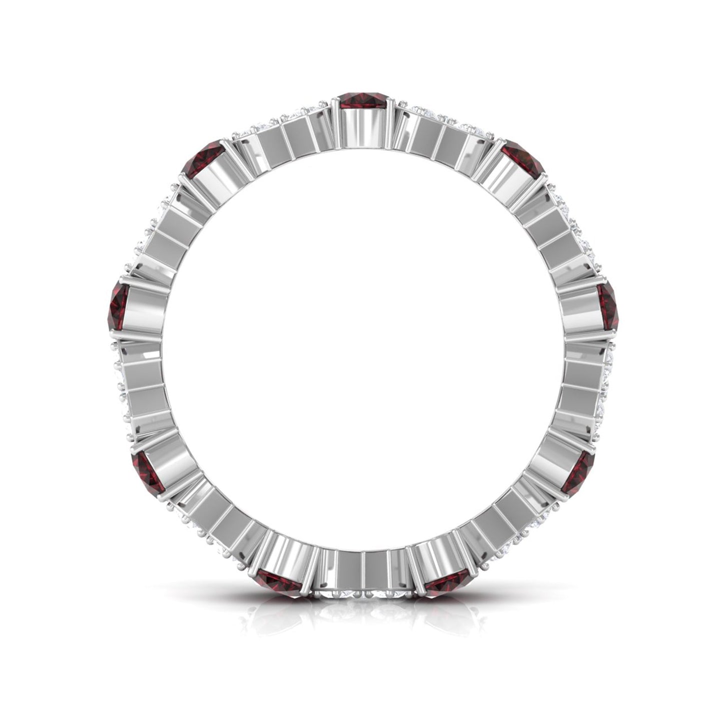 Certified Real Oval Garnet Diamond Eternity Ring