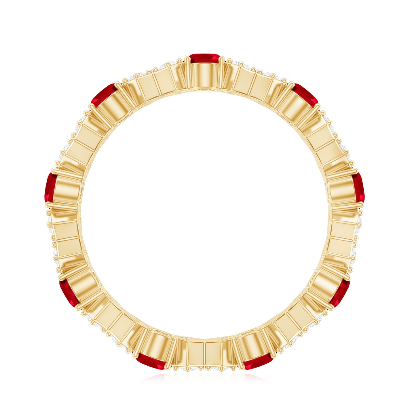 Certified Lab Grown Ruby Eternity Band Ring with Moissanite