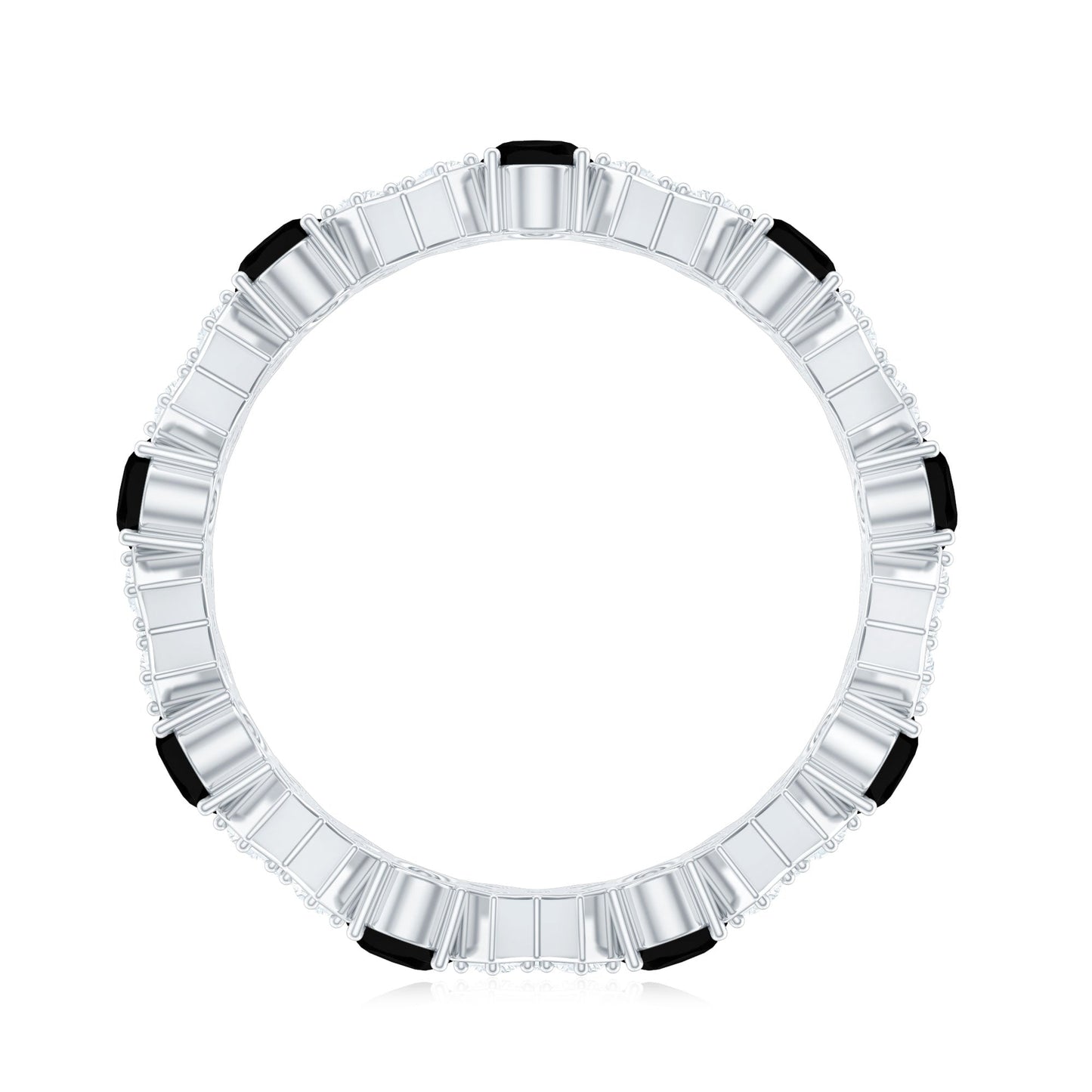 Certified Real Black Spinel Eternity Ring with Moissanite