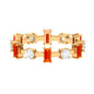 Baguette Cut Lab Grown Orange Sapphire and Diamond Eternity Ring