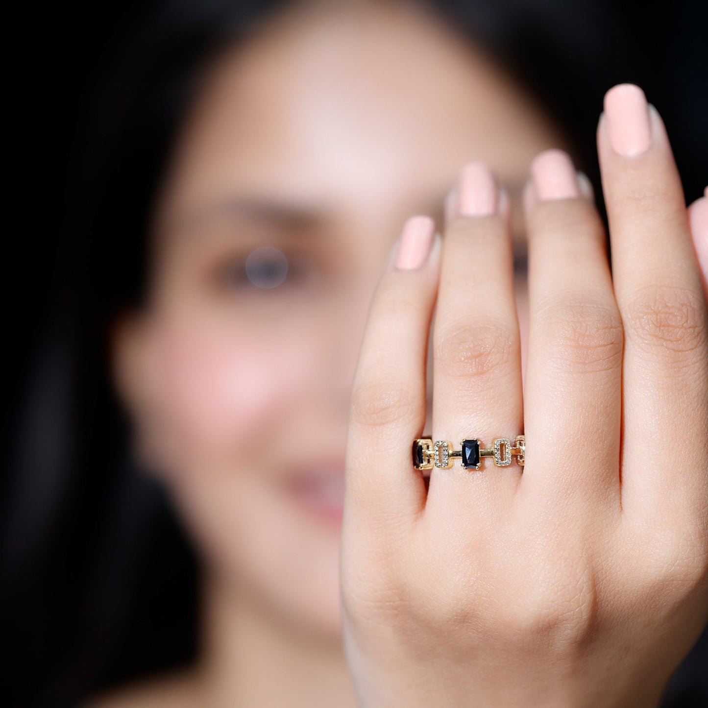 Contemporary Emerald Cut Onyx and Diamond Wedding Band