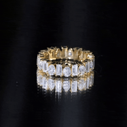 Pear and Baguette Cut Moissanite Alternate Eternity Band