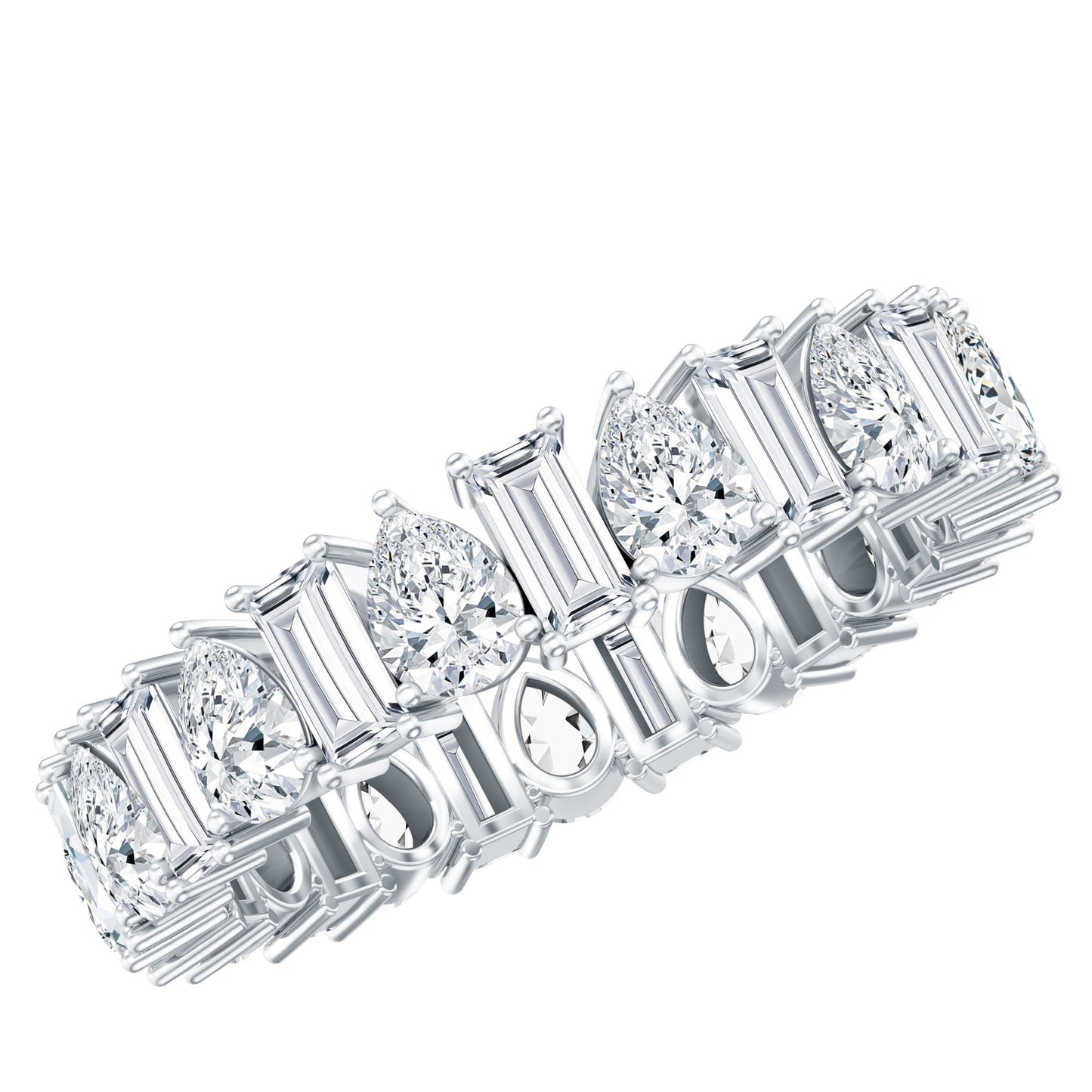 Pear and Baguette Cut Moissanite Alternate Eternity Band