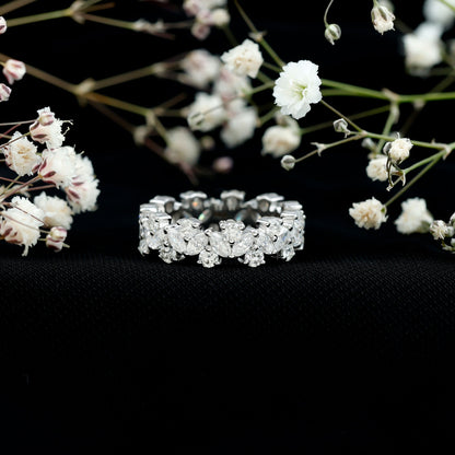 Marquise and Round Moissanite Cluster Eternity Band