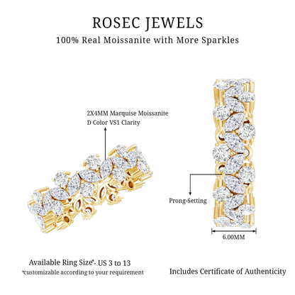 Marquise and Round Moissanite Cluster Eternity Band