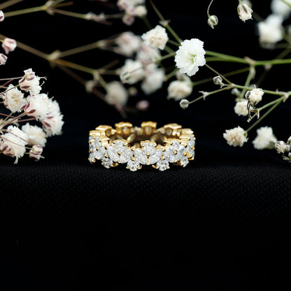 Marquise and Round Moissanite Cluster Eternity Band