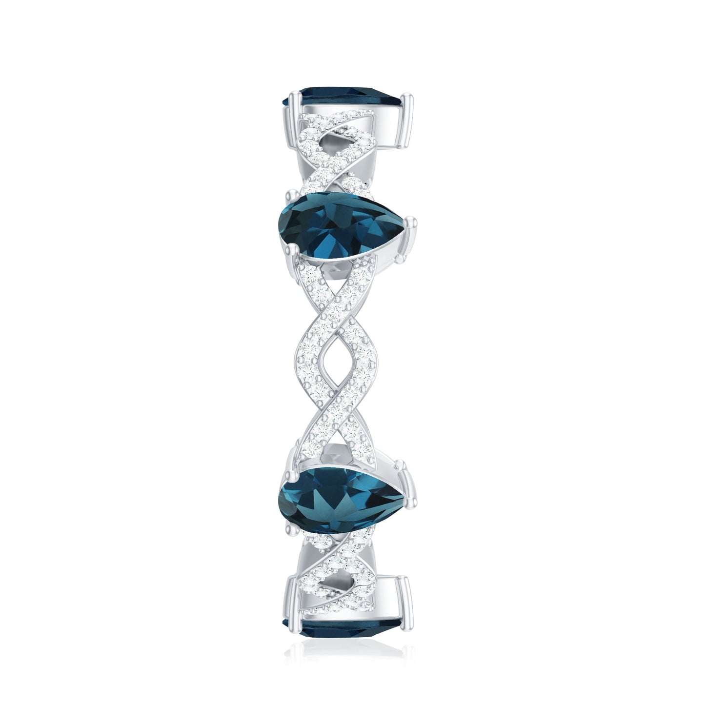 Pear Shape London Blue Topaz Crossover Eternity Band with Diamond