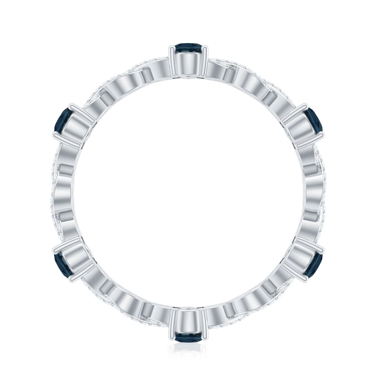 Pear Shape London Blue Topaz Crossover Eternity Band with Diamond