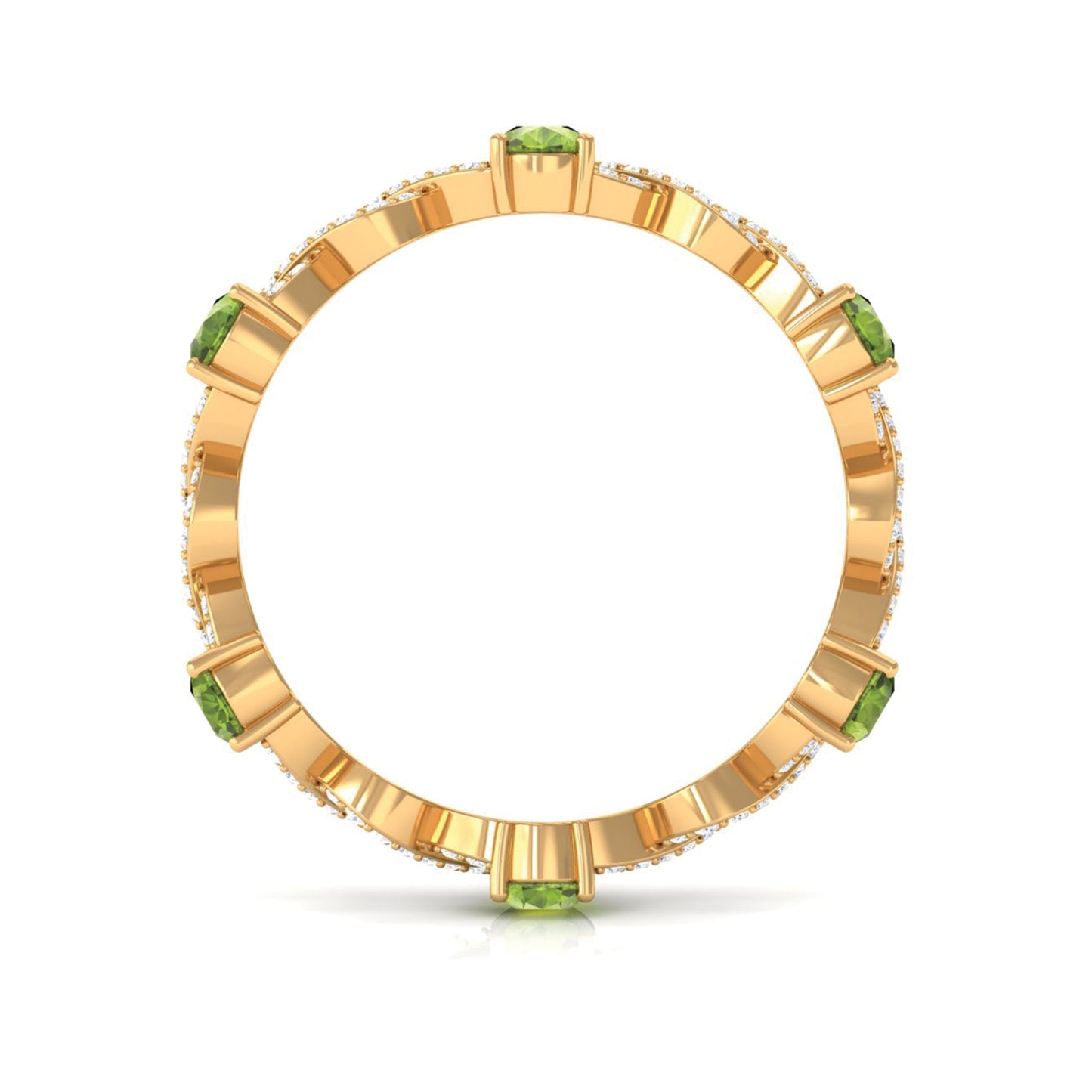 Peridot and Diamond Full Eternity Ring with Crossover Shank