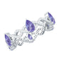 Natural Pear Shape Tanzanite Diamond Eternity Ring with Crossover Shank