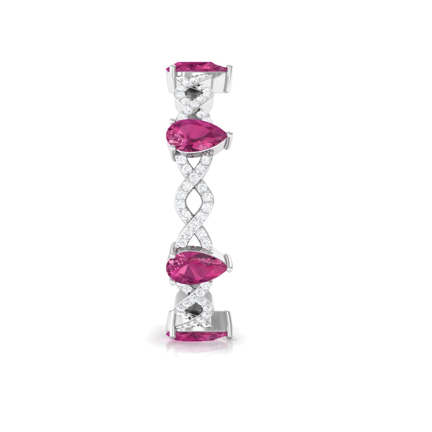 Natural Pink Tourmaline Crossover Eternity Ring with Diamond
