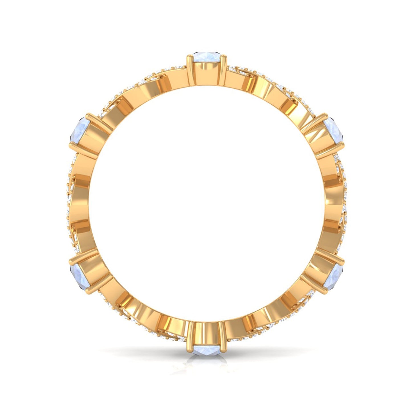 Pear Cut Moonstone and Diamond Crossover Eternity Ring