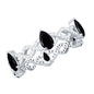 Pear Shaped Black Onyx and Diamond Crossover Wedding Band