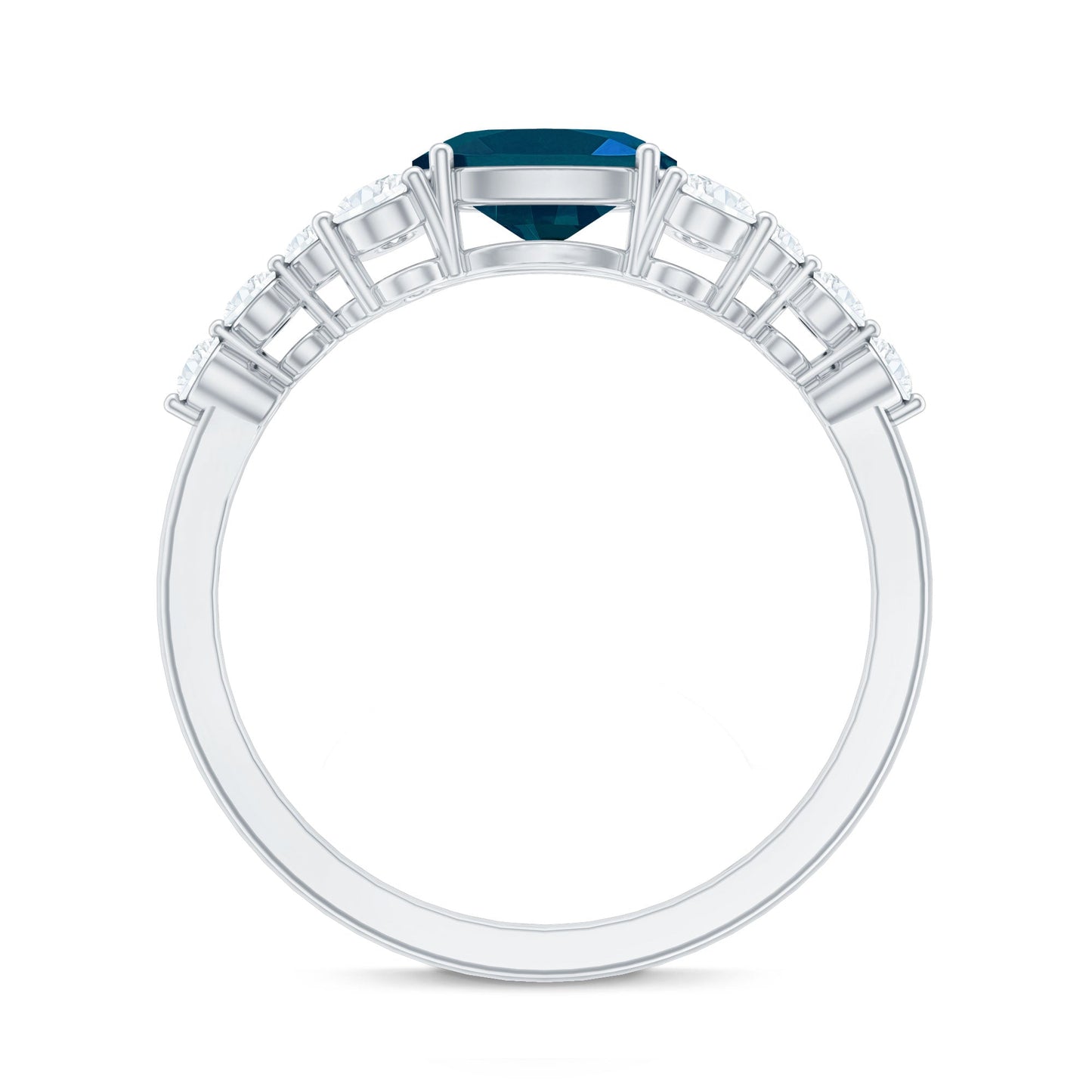 1 Carat Oval Cut London Blue Topaz Promise Ring with Diamond