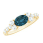 1 Carat Oval Cut London Blue Topaz Promise Ring with Diamond
