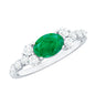 0.7 Carat Oval Cut Emerald Promise Ring with Diamond