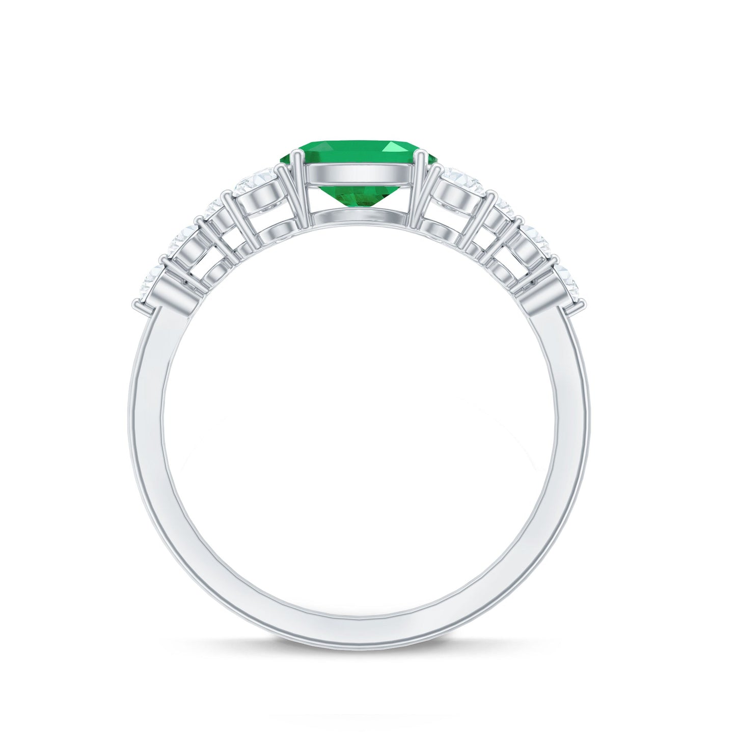 0.7 Carat Oval Cut Emerald Promise Ring with Diamond