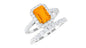 Real Fire Opal and Moissanite Stackable Ring Set
