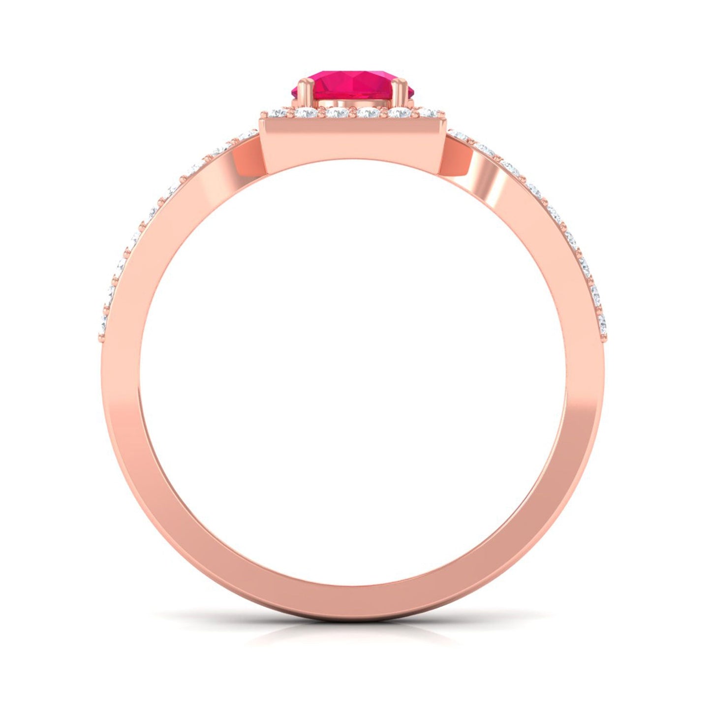 Real 0.6 Carat Ruby Engagement Ring with Diamond Split Shank