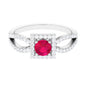 Real 0.6 Carat Ruby Engagement Ring with Diamond Split Shank