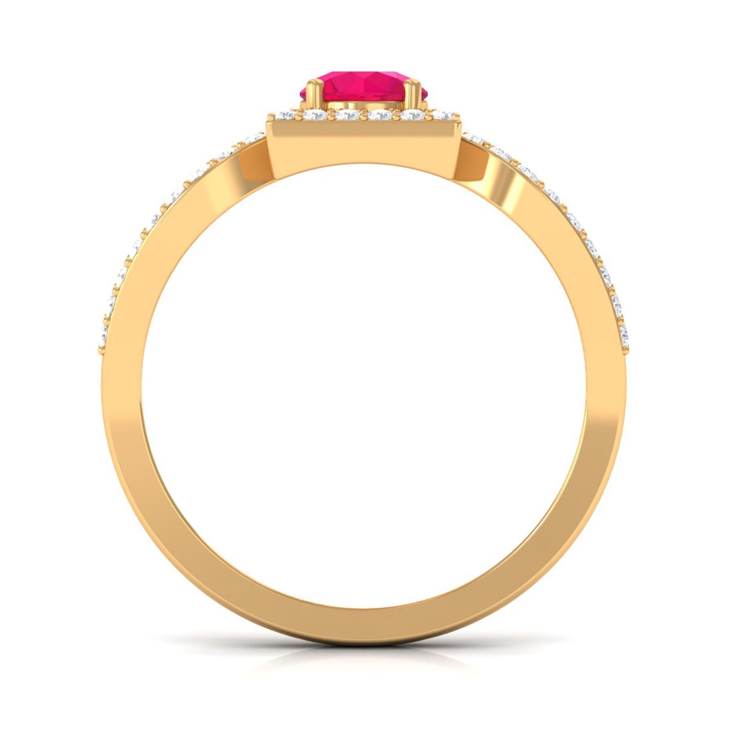 Real 0.6 Carat Ruby Engagement Ring with Diamond Split Shank