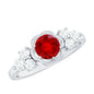 Nature Inspired 1.3 Carat Lab Grown Ruby Engagement Ring with Diamond Trio