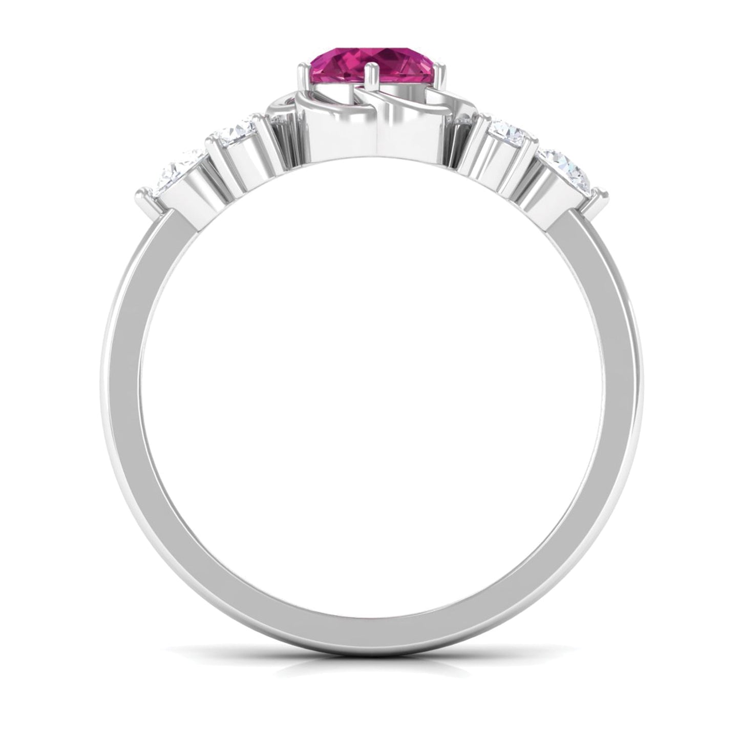 Nature Inspired Floral Ring with Pink Tourmaline and Diamond