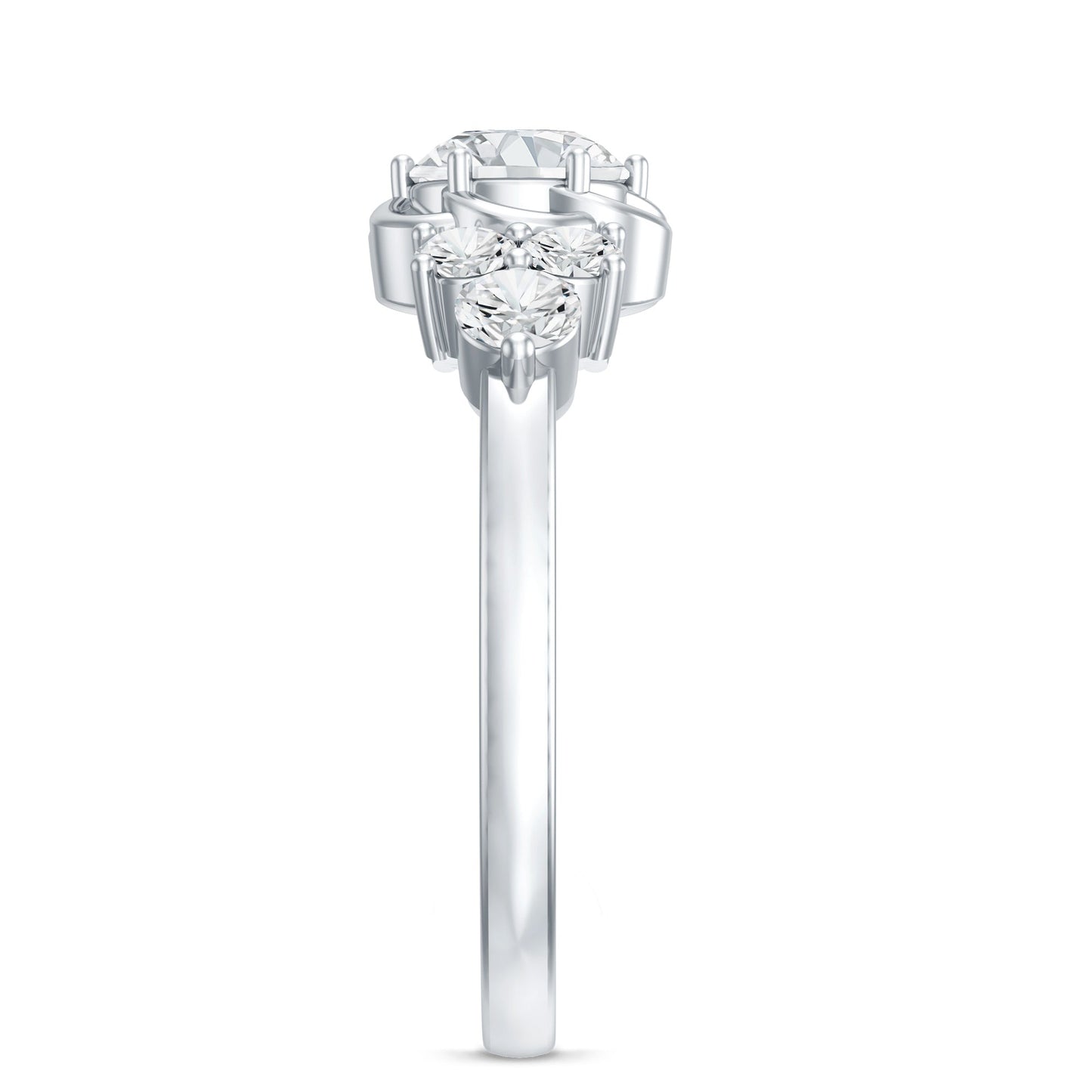Certified Round Moissanite Flower Engagement Ring