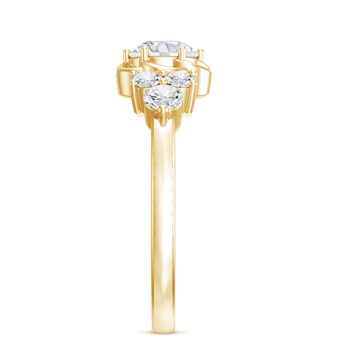 Certified Round Moissanite Flower Engagement Ring