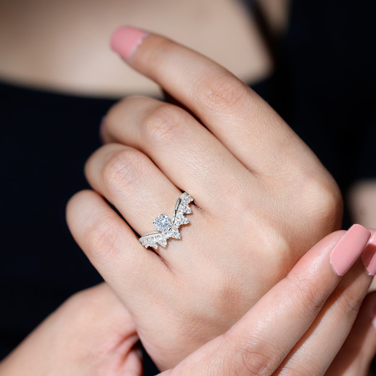 Designer Moissanite Curved Engagement Ring for Women