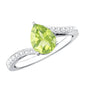 1 Carat Pear Shaped Peridot Engagement Ring with Diamond Bypass Shank