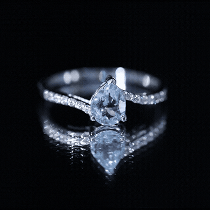 Pear Cut Aquamarine Teardrop Engagement Ring with Diamond