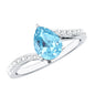 Pear Cut Aquamarine Teardrop Engagement Ring with Diamond