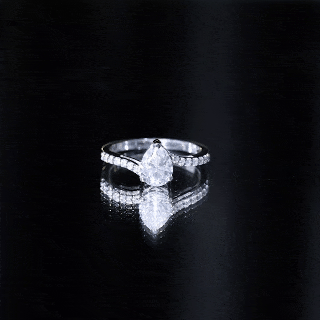 Pear Shape Moissanite Solitaire Bypass Engagement Ring
