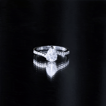 Pear Shape Moissanite Solitaire Bypass Engagement Ring