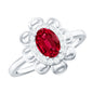 Certified 1.5 Carat Lab Grown Ruby Flower Engagement Ring with Diamond