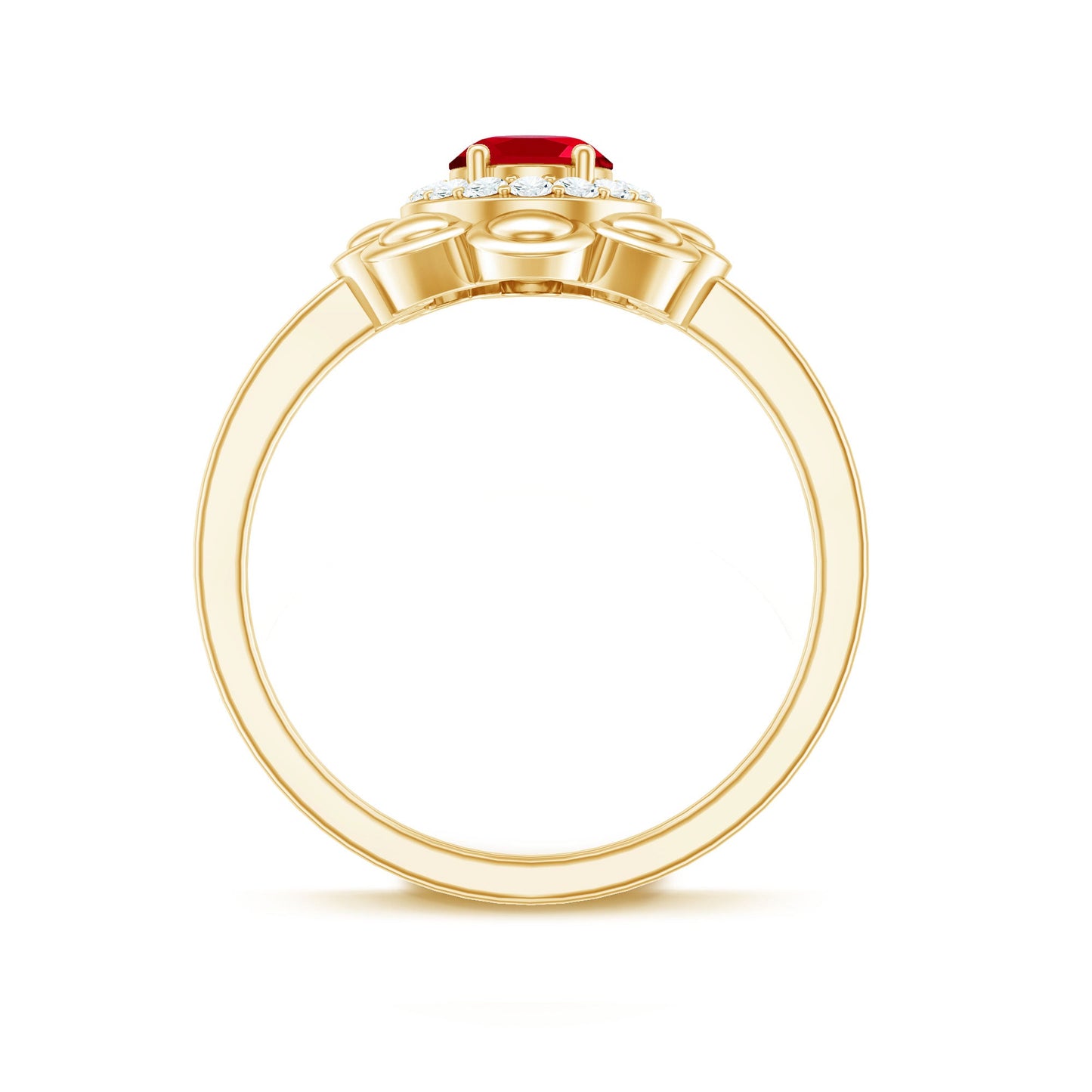 Certified 1.5 Carat Lab Grown Ruby Flower Engagement Ring with Diamond