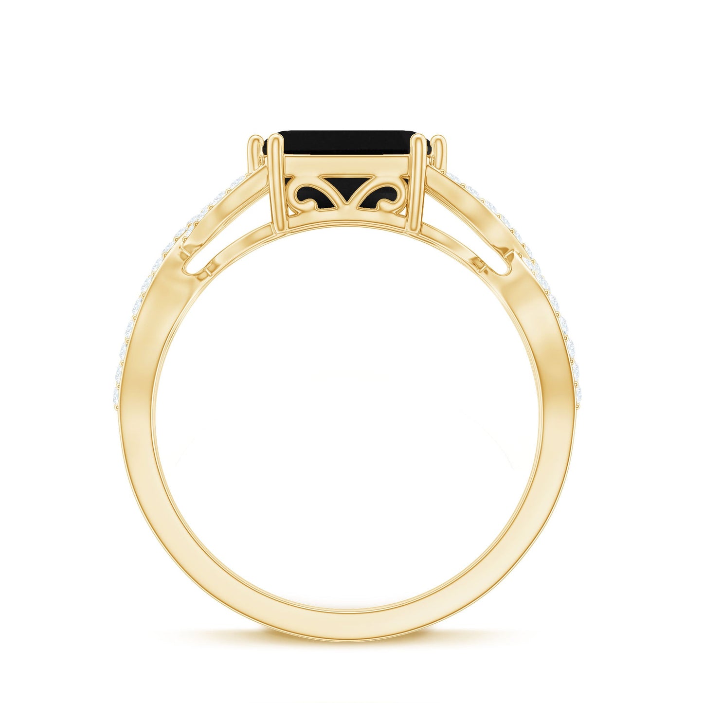 East West Style 1.6 Carat Lab Grown Black and White Diamond Engagement Ring with Crossover Shank