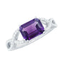 East West Style 1.4 Carat Emerald Cut Amethyst Engagement Ring with Diamonds