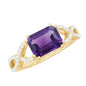 East West Style 1.4 Carat Emerald Cut Amethyst Engagement Ring with Diamonds